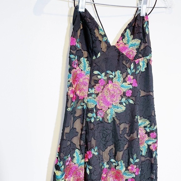 Michael Costello x Revolve Savannah Gown Black Embroidered Dress SZ S MINT - Picture 6 of 10